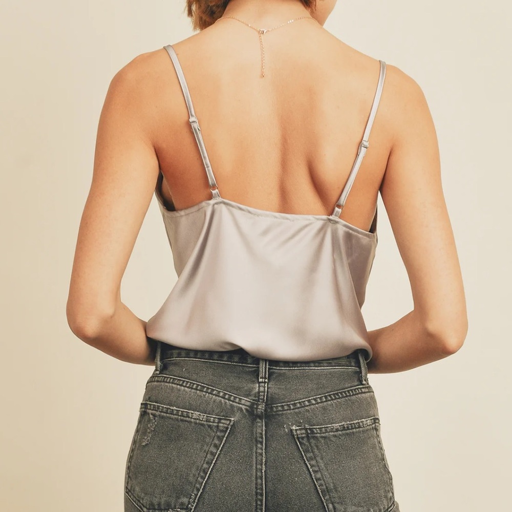 NWT Champagne Satin Bodysuit - Picture 3 of 5